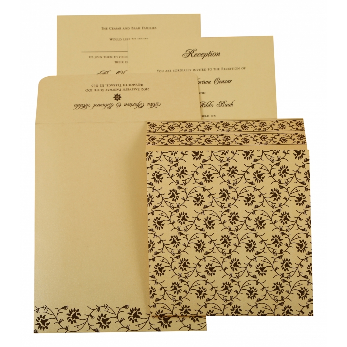 IVORY SHIMMERY FLORAL THEMED - SCREEN PRINTED WEDDING INVITATION : IN-822B - 123WeddingCards