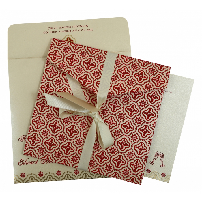 IVORY SHIMMERY SCREEN PRINTED WEDDING INVITATION : IN-805E - 123WeddingCards