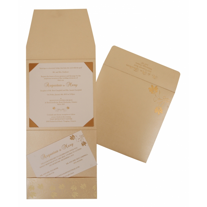BEIGE SHIMMERY SCREEN PRINTED WEDDING INVITATION : IN-803E - 123WeddingCards