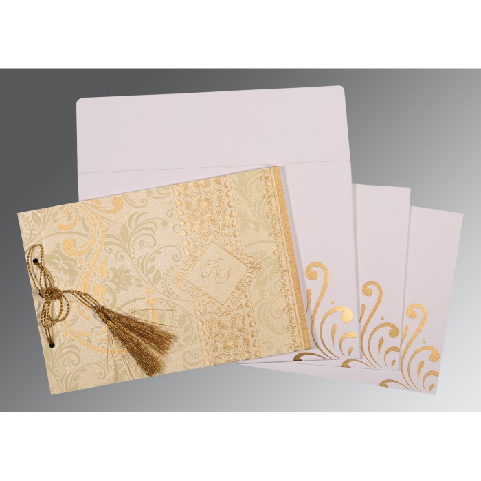 CHAMOISEE SHIMMERY SCREEN PRINTED WEDDING CARD : IN-8223L - 123WeddingCards