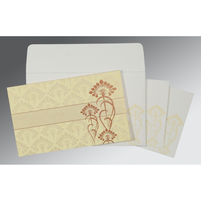 CREAM SHIMMERY SCREEN PRINTED WEDDING CARD : IN-8239I - 123WeddingCards