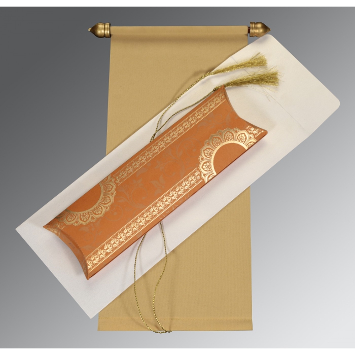 BEIGE VELVET WEDDING CARD : SC-5010E - 123WeddingCards