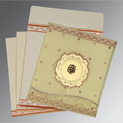 IVORY WOOLY EMBOSSED WEDDING INVITATION : IN-8202E - 123WeddingCards