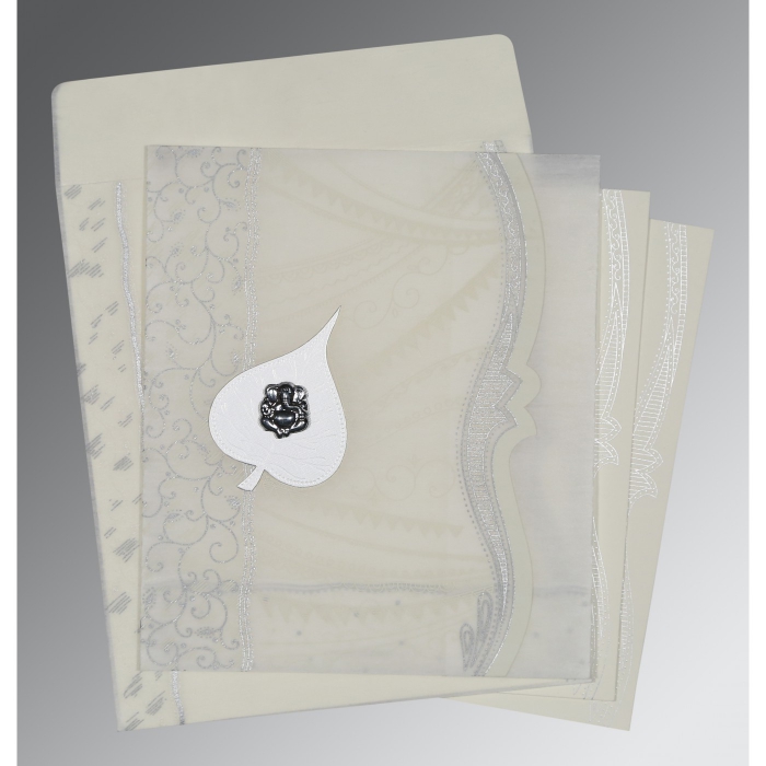 PEARL SHIMMERY EMBOSSED WEDDING CARD : IN-8210J - 123WeddingCards