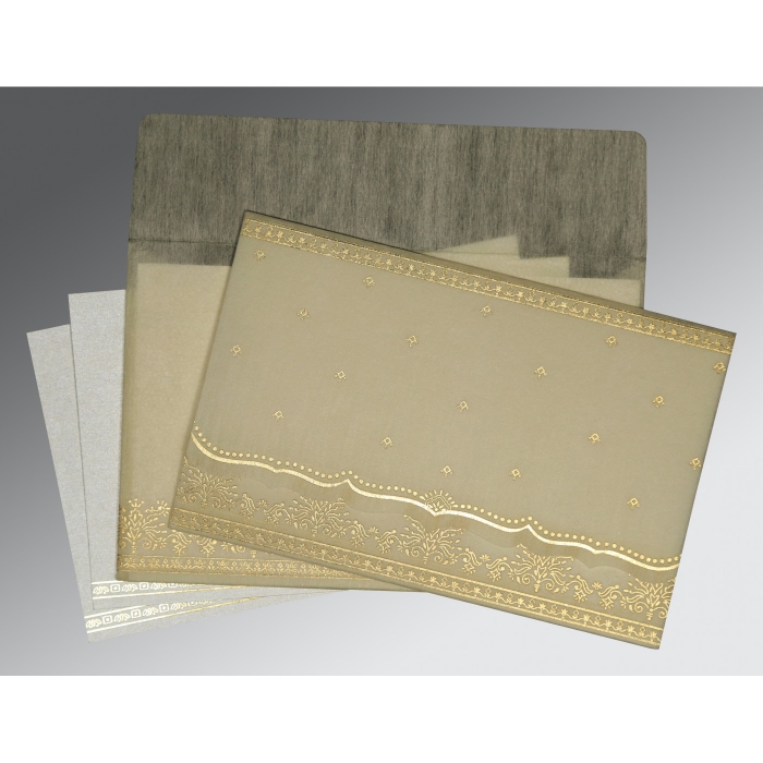 IVORY WOOLY FOIL STAMPED WEDDING INVITATION : IN-8241B - 123WeddingCards