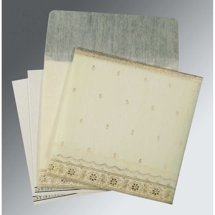 IVORY WOOLY FOIL STAMPED WEDDING CARD : IN-8242M - 123WeddingCards