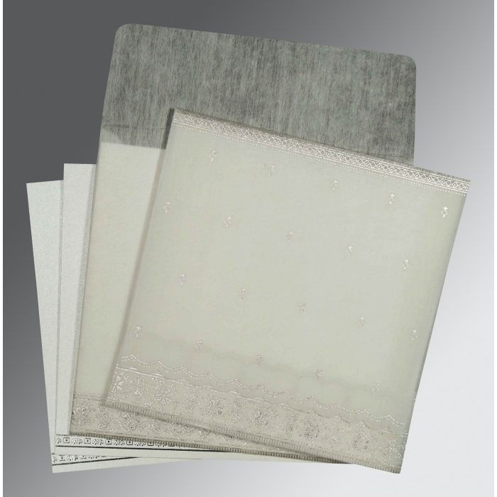 OFF-WHITE WOOLY FOIL STAMPED WEDDING CARD : IN-8242P - 123WeddingCards
