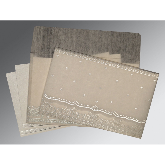 GREY WOOLY FOIL STAMPED WEDDING INVITATION : W-8241A - 123WeddingCards