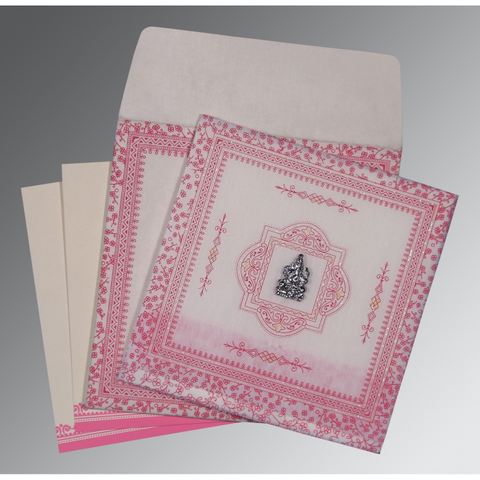 IVORY WOOLY GLITTER WEDDING CARD : IN-8205A - 123WeddingCards