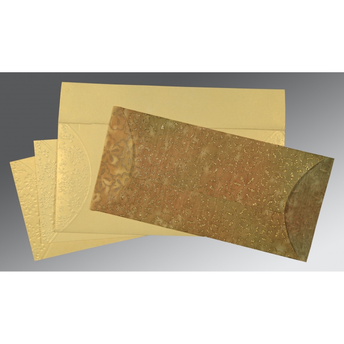GOLD WOOLY EMBOSSED WEDDING INVITATION : C-1391 - 123WeddingCards