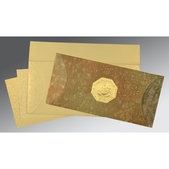 GOLD WOOLY EMBOSSED WEDDING INVITATION : IN-1391 - 123WeddingCards