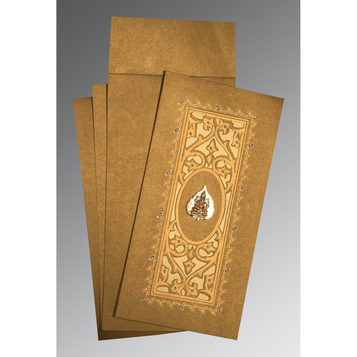 COPPER SHIMMERY EMBOSSED WEDDING CARD : IN-1440 - 123WeddingCards