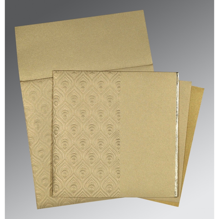 KHAKI SHIMMERY FOIL STAMPED WEDDING INVITATION : D-1506 - 123WeddingCards