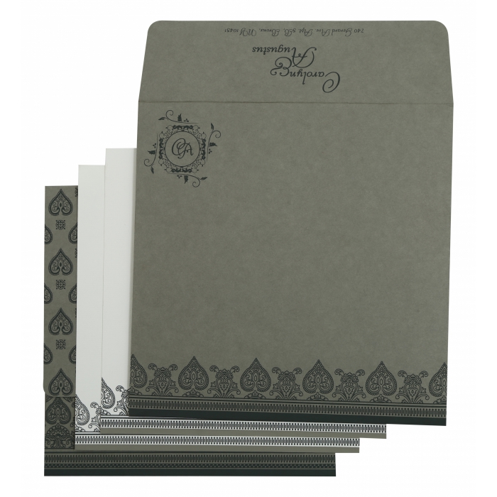 LIGHT GREY MATTE SCREEN PRINTED WEDDING INVITATION : I-809A - 123WeddingCards