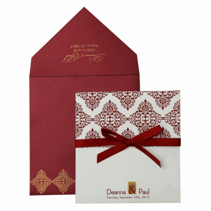  MATTE SCREEN PRINTED WEDDING INVITATION : W-841 - 123WeddingCards