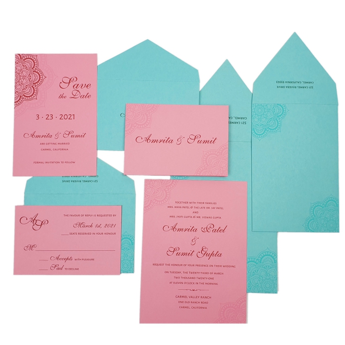  MATTE SCREEN PRINTED WEDDING INVITATION : ORNAMENTAL-MANDALA - 123WeddingCards