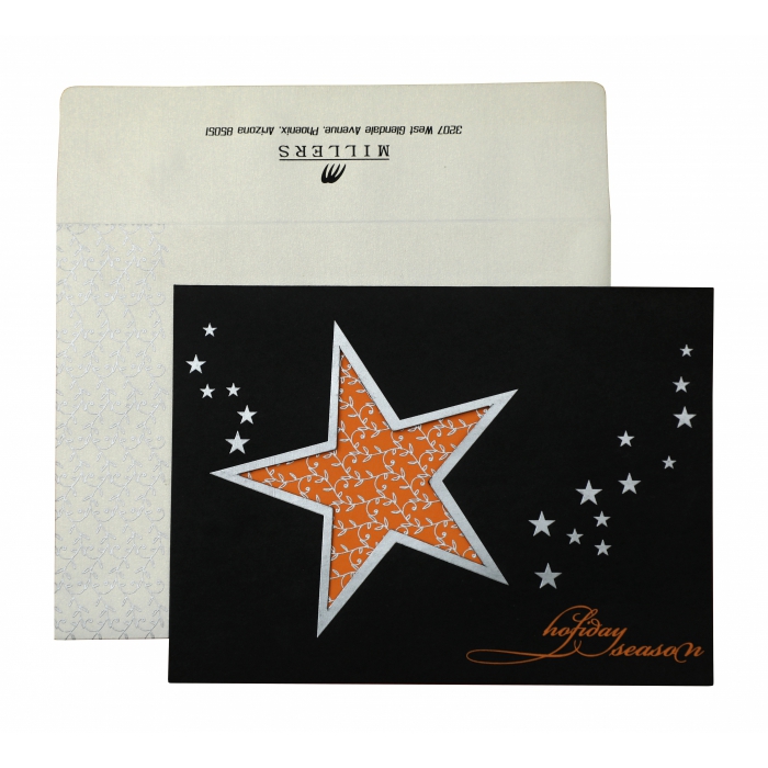 BLACK ORANGE MATTE SCREEN PRINTED HOLIDAY CARDS : H-870 - 123WeddingCards