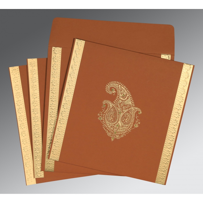 VESUVIUS ORANGE MATTE EMBOSSED WEDDING INVITATION : IN-8231H - 123WeddingCards