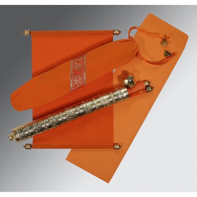 ORANGE VELVET WEDDING CARD : SC-5005G - 123WeddingCards