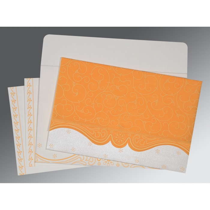 VIVID ORANGE MATTE EMBOSSED WEDDING INVITATION : IN-8221F - 123WeddingCards