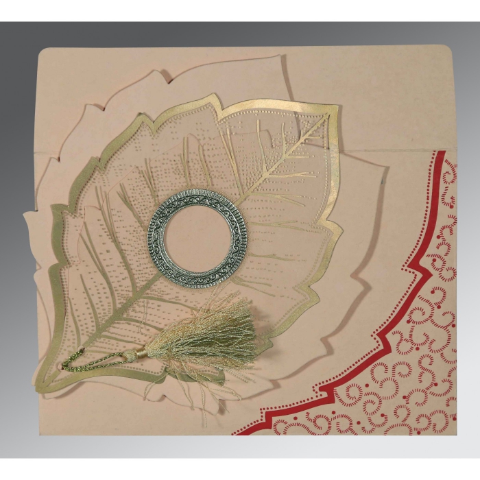 BABY PINK HANDMADE COTTON FLORAL THEMED - FOIL STAMPED WEDDING CARD : IN-8219D - 123WeddingCards