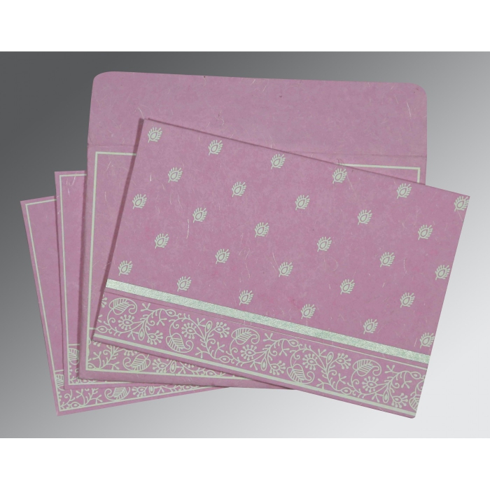 AZALEA PINK HANDMADE SILK SCREEN PRINTED WEDDING CARD : IN-8215J - 123WeddingCards
