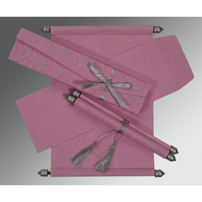 PINK HANDMADE SILK WEDDING CARD : SC-5002E - 123WeddingCards