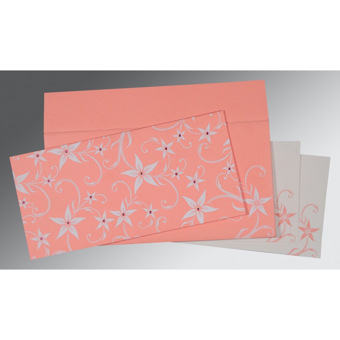 BLUSH PINK MATTE FLORAL THEMED - SCREEN PRINTED WEDDING INVITATION : IN-8225M - 123WeddingCards