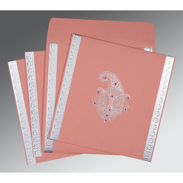 RED MATTE EMBOSSED WEDDING INVITATION : IN-8231P - 123WeddingCards