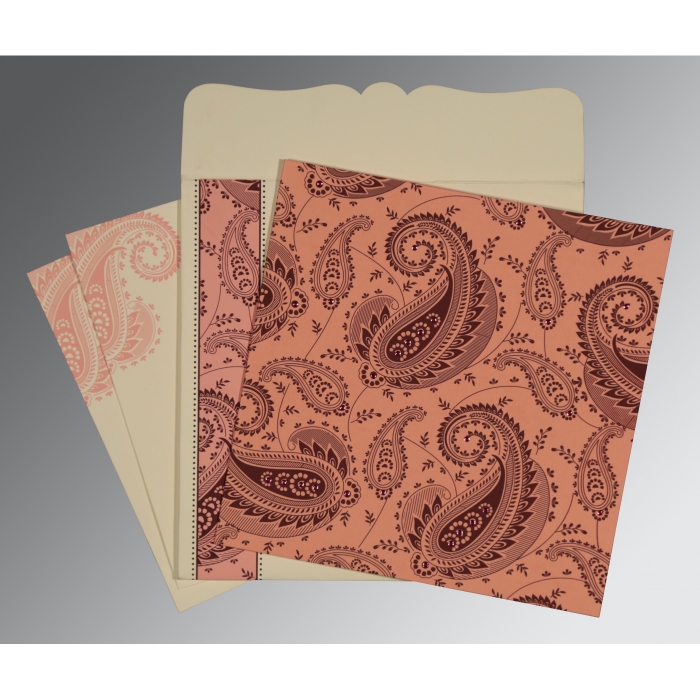 SWEET NECTAR MATTE SCREEN PRINTED WEDDING CARD : IN-8250F - 123WeddingCards