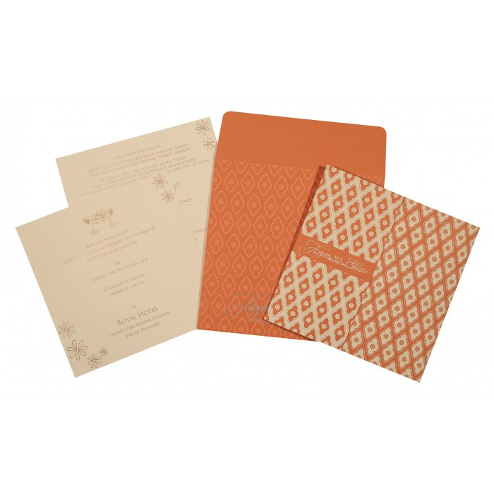 DARK SALMON MATTE SCREEN PRINTED WEDDING INVITATION : IN-8263D - 123WeddingCards