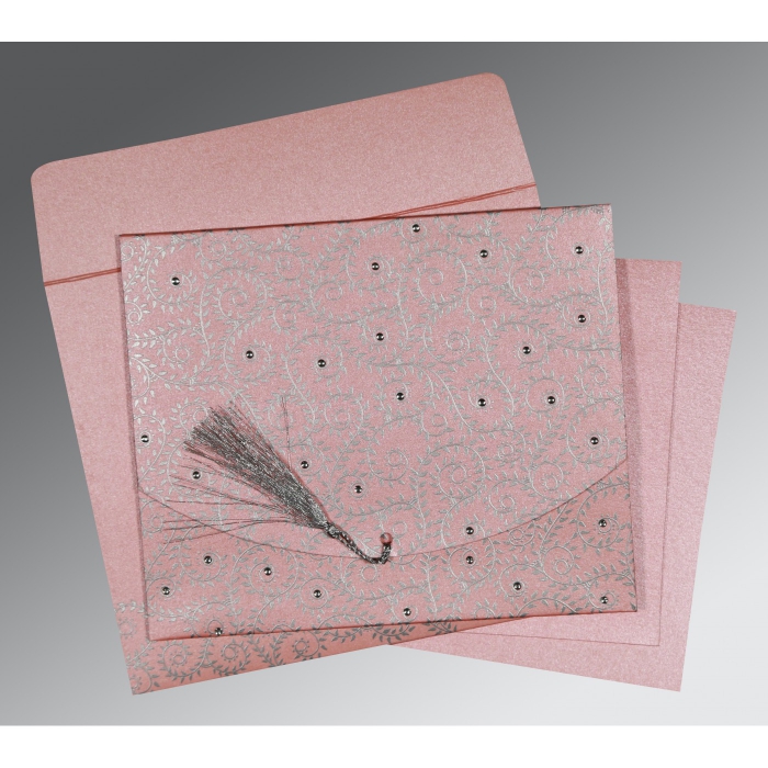 BLUSH PINK SHIMMERY SCREEN PRINTED WEDDING INVITATION : IN-8217E - 123WeddingCards