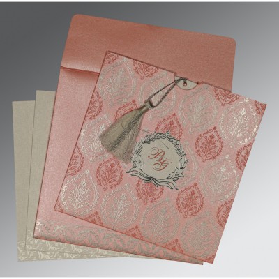 PINK SHIMMERY UNIQUE THEMED - FOIL STAMPED WEDDING CARD : IN-8249H - 123WeddingCards