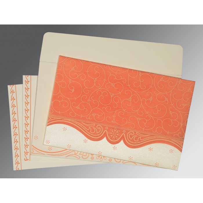PEACH MATTE EMBOSSED WEDDING INVITATION : IN-8221B - 123WeddingCards
