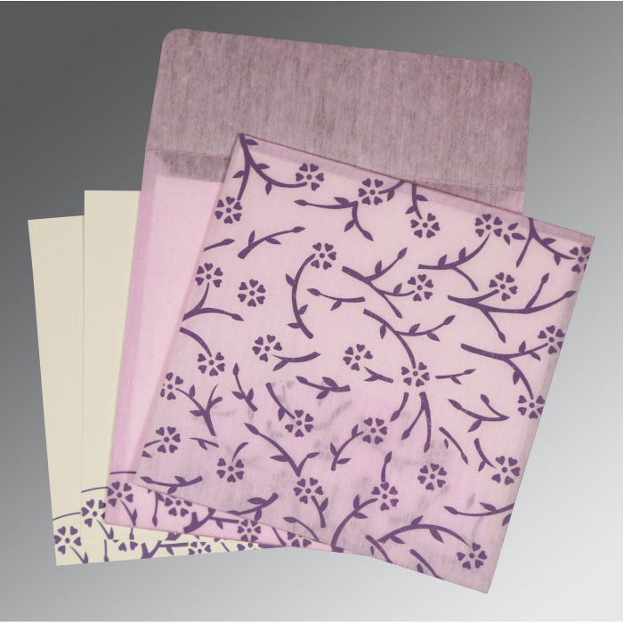 AZALEA PINK WOOLY FLORAL THEMED - SCREEN PRINTED WEDDING INVITATION : IN-8216I - 123WeddingCards