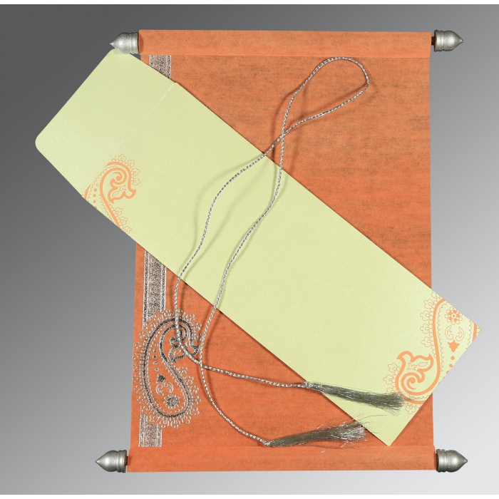 SALMON WOOLY FOIL STAMPED WEDDING CARD : SC-5015B - 123WeddingCards