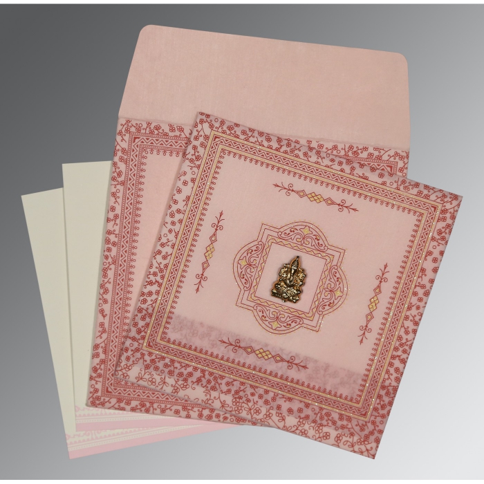 PINK WOOLY GLITTER WEDDING CARD : IN-8205J - 123WeddingCards
