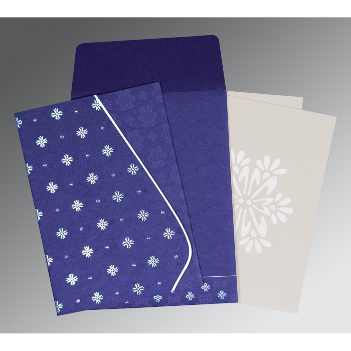 PURPLE MATTE FLORAL THEMED - FOIL STAMPED WEDDING INVITATION : W-8237A - 123WeddingCards