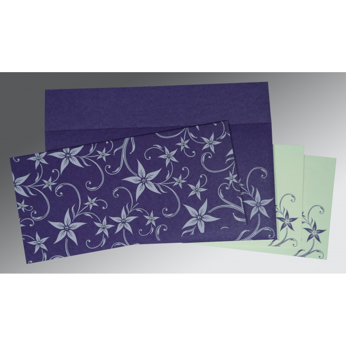 DARK PURPLE MATTE FLORAL THEMED - SCREEN PRINTED WEDDING INVITATION : IN-8225H - 123WeddingCards