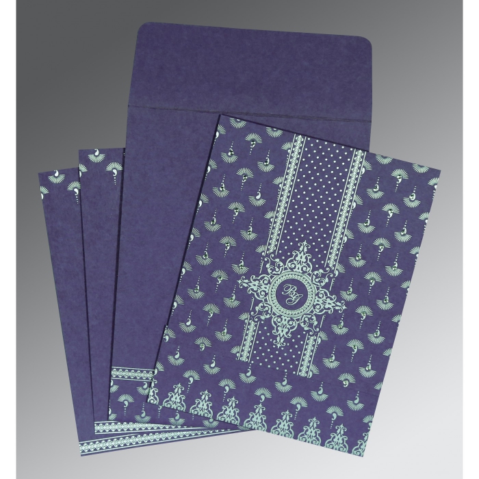 PURPLE MATTE SCREEN PRINTED WEDDING INVITATION : IN-8247C - 123WeddingCards