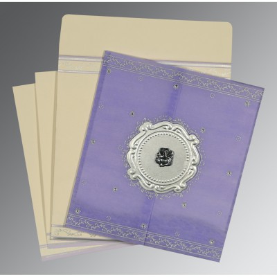 PURPLE SILVER SHIMMERY EMBOSSED WEDDING INVITATION : IN-8202S - 123WeddingCards