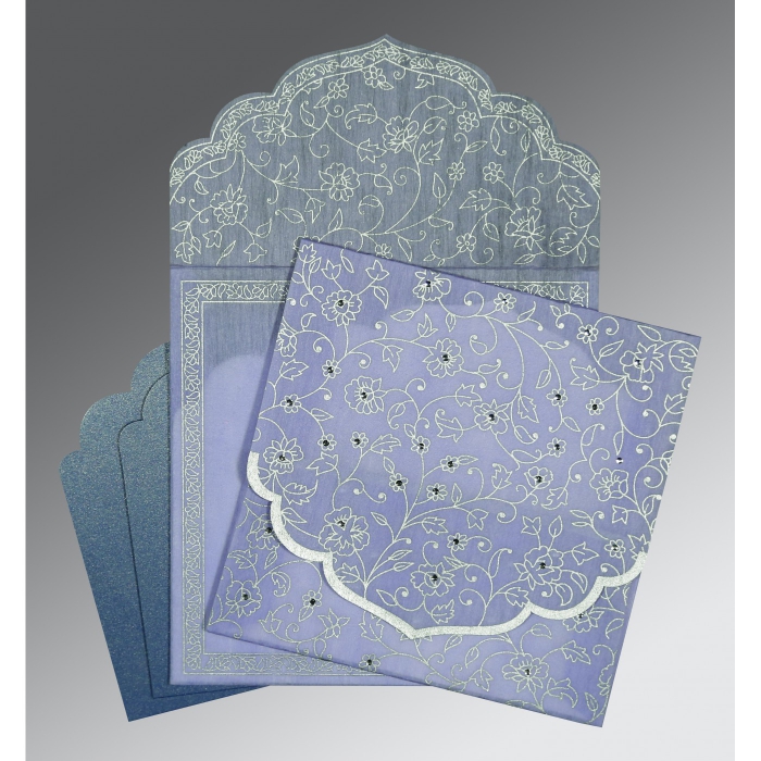 PINK PURPLE WOOLY FLORAL THEMED - SCREEN PRINTED WEDDING INVITATION : IN-8211O - 123WeddingCards