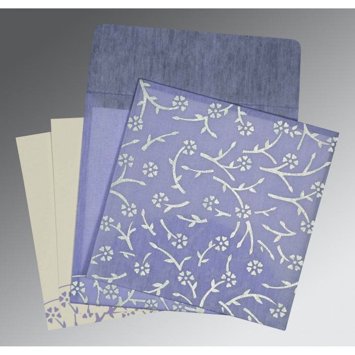 PINK PURPLE WOOLY FLORAL THEMED - SCREEN PRINTED WEDDING INVITATION : IN-8216Q - 123WeddingCards