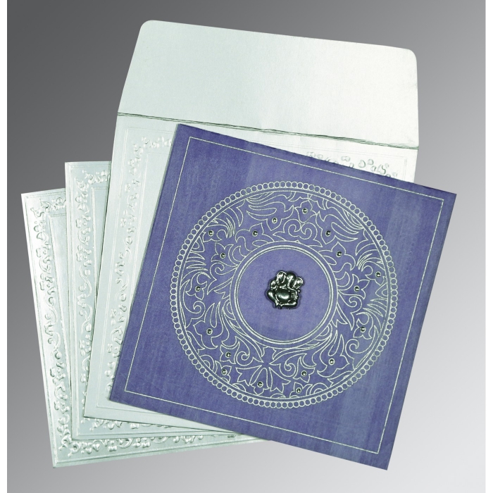 PINK PURPLE WOOLY SCREEN PRINTED WEDDING CARD : IN-8214O - 123WeddingCards