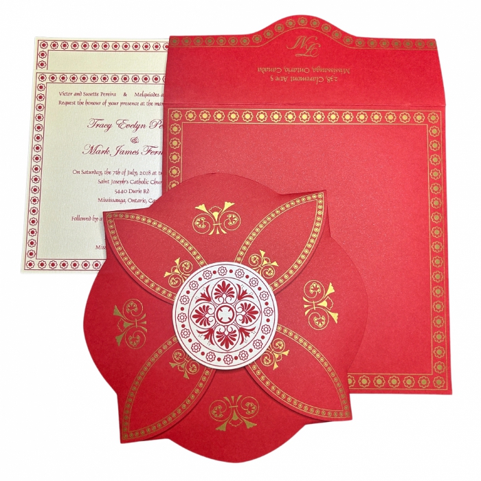 RED BUTTERFLY THEMED - SCREEN PRINTED WEDDING INVITATION : IN-820B - 123WeddingCards