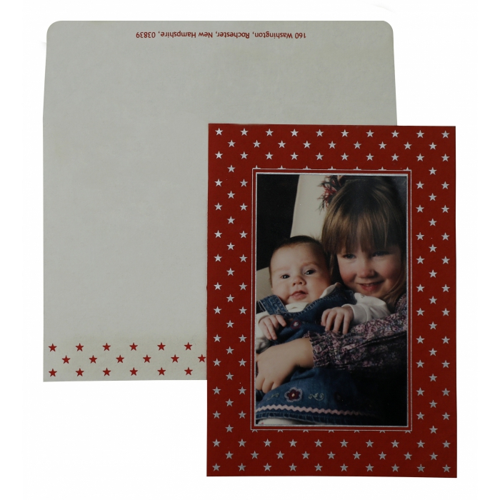 RED HANDMADE COTTON DAMASK THEMED - SCREEN PRINTED HOLIDAY CARDS : H-859 - 123WeddingCards