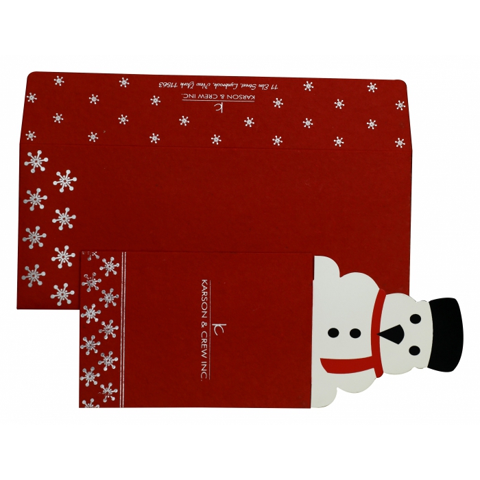 RED HANDMADE COTTON UNIQUE THEMED - FOIL STAMPED HOLIDAY CARDS : H-846 - 123WeddingCards