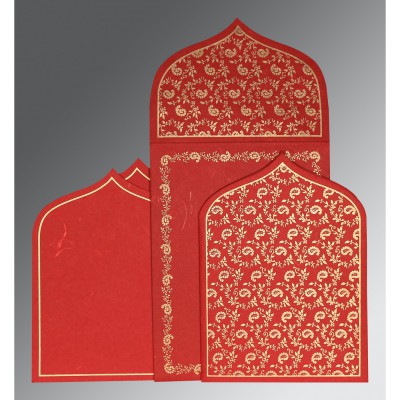 RED HANDMADE SILK GLITTER WEDDING INVITATION : IN-8208O - 123WeddingCards