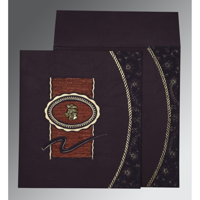 DARK GRAYISH PINK MATTE EMBOSSED WEDDING INVITATION : C-1169 - 123WeddingCards