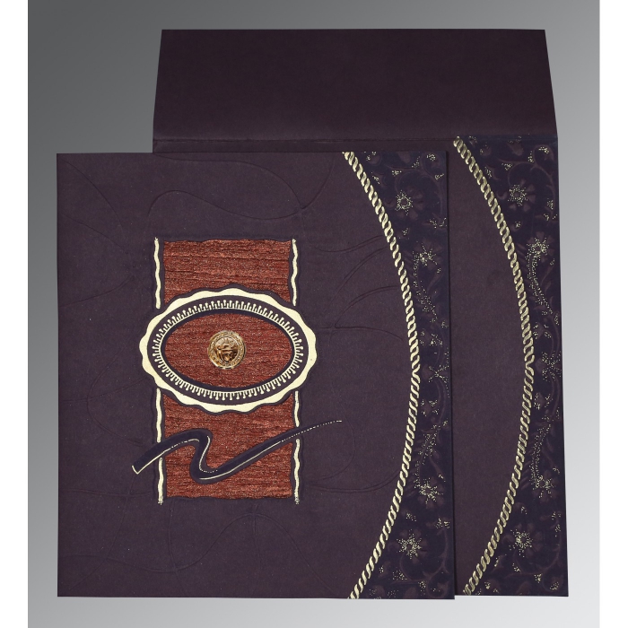 DARK GRAYISH PINK MATTE EMBOSSED WEDDING INVITATION : S-1169 - 123WeddingCards